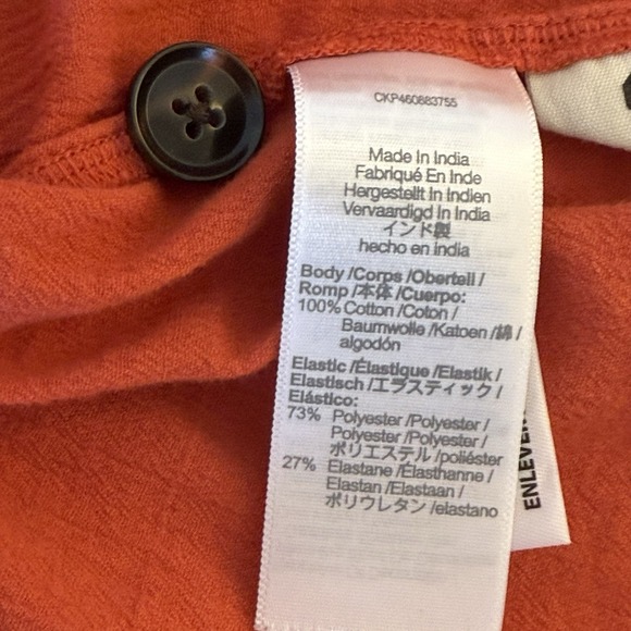 Madewell Eyelet Sleeve Lucie Smocked Peplum Blouse XS Fresh Chili Terracotta - Picture 8 of 12